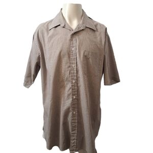 TOWNCRAFT Vintage Brown Plaid Short Sleeve Button Up Shirt Men's Size Medium